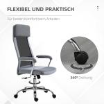 Ergonomisk Kontorsstol i Mesh, Höj- och Sänkbar Skrivbordsstol med Nackstöd, Modern Arbetsstol i Nordisk Stil för Kontor, Ljusgrå/Svart, 65 x 67 x 119-129 cm