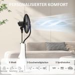 Vattenkylningsfläkt Stativfläkt med Spraydimma Vit av Plast för Hem ve Kontor Oscillerande Fläkt med Timer 90 W 125 cm