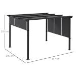 Gazebo Pergola Mörkgrå av Stål och Polyester för Trädgård och Terrass Paviljong med Sidovägg och Altantak Väderbeständig 3,5 x 3 m