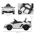 Licensierad Lamborghini Aventador Barnelbil, Gullwing-dörrar, Musik, Horn, för 3–5 År, Vit