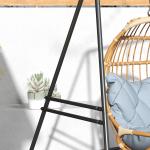 Hängstolsram Stativ Svart av Stål för Inomhus och Utomhusbruk Stabilt Stativ för Hängande Stolar Lastkapacitet upp till 150 kg 178 x 143 x 180 cm