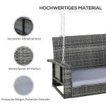Hängande Trädgårdsbänk i Konstrotting, 2-Sitsig Gungbänk för Avkoppling, Väderbeständig Hängsoffa för Veranda, Grå, 127 x 57,5 x 60 cm