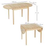Fällbart Matbord i Trä, Drop Leaf Design, för 6 Personer, Naturträ, 140 x 70 x 75 cm
