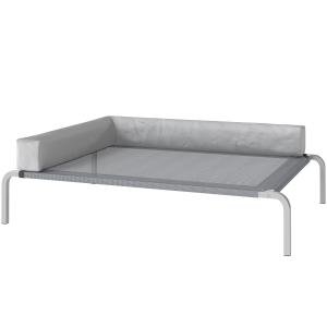 Utomhushundsäng Upphöjd med L-formad Kudde för Medelstora Hundar, Ljusgrå, 110x75x30 cm