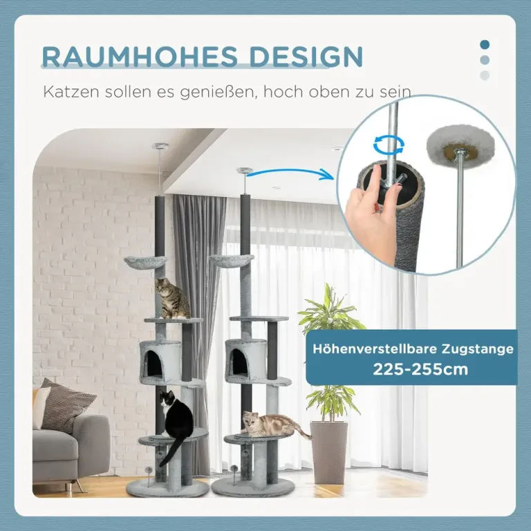 Klösträd Grå av Sisal och Plysch för 225-255 cm