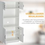 Köksskåp Buffé Vit av Trä för Kök Högskåp med 2 Hyllor och 2 Skåp Justerbara Hyllor Mikrovågshylla