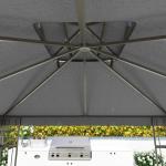 Lusthus Trädgårdspaviljong med Dubbeltak Mörkgrå av Metall ve Tyg för Trädgård ve Terrass Partytält med UV-Skydd 3 x 3 m