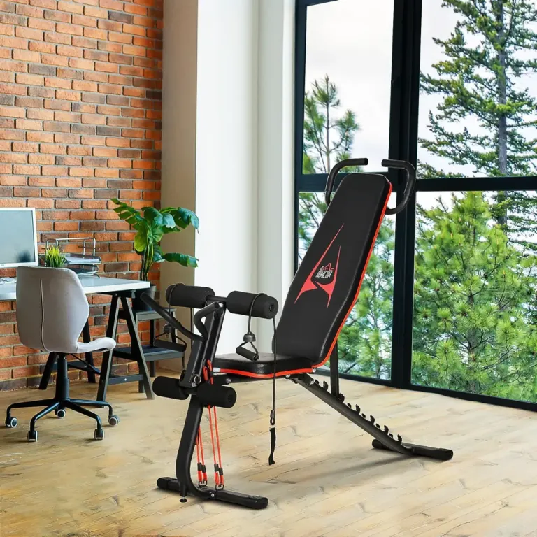 Träningsbänk med Elastiskt Rep 145 x 49 x 48–127 cm
