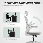 Ergonomisk Kontorsstol med Mesh-ryggstöd, Höjdjusterbar, Fällbara Armstöd och Gungfunktion, Grå