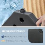 Fyllbar Parasollfot 4-Pack, Stabiliserande Vikter för Kryssfot, Fylls med Vatten eller Sand, Svart, 60 l/78 kg