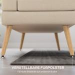 Soffa 2 Sits Kompakt Beige Linnetyg och Trä för Vardagsrum och Små Utrymmen Tuftad Ryggstöd med Mjuk Stoppning Modern och Platsbesparande Design