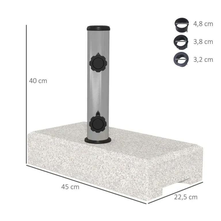 Parasollställ Parasollfot Grå av Granit 45 x 22,5 40 cm
