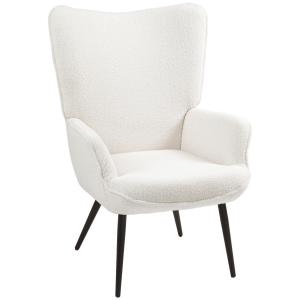 Vingstol Fåtölj Gräddvit av Tyg och Metall för Vardagsrum Vadderad Relaxstol med Armstöd Bekväm Design