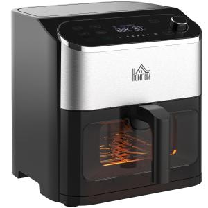 Varmluftsfritös med Pekskärm, Stor Airfryer med Fönster och Timer, Hälsosam Matlagning Utan Olja, Svart, 6,5 l, 1350 W