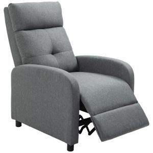 Liggstol med Liggfunktion, Utdragbart Fotstöd, Pocket Spring Core, upp till 150 kg, Grå