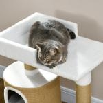 Skrapstolpe Kattträd Brun Vit av Jute och Plysch för Katter upp till 8 kg med Kattgrotta och Liggplats Litet Klösträd 79 cm