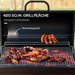 Kolgrill BBQ Rökare med Lock Svart av Metall för Camping och Terrass Mobil Grillvagn med Termometer 95 x 71,5 x 102 cm