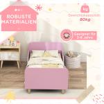 Barnsängstomme, Enkelsäng för Barn med Säkerhetsräcke, MDF, utan Madrass, Rosa