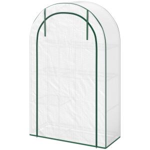 Växthus Tomathus Folieväxthus med Hyllor Vit av Stål och Plast för Balkong och Trädgård Vintertätt Hus med Rund Takdörr 100 x 45 x 160 cm