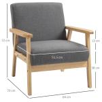 Öronlappsfåtölj i Linnetyg, Bekväm Matstol med Armstöd, Elegant Relaxstol för Vardagsrum, Grå, 64 x 70 x 72 cm