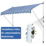 Markis med Vev 300 X 150 X 170-280 Cm Höjdjusterbar Smutsavvisande Aluminium och Polyester Blå Vit