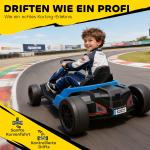 Elbil Gokart 24V Blå Plast och Metall för Barn 6–12 År Elektrisk Bil med Driftläge och Musik Justerbar Sits Säker Körning