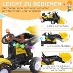 Grävmaskin Leksak Åkfordon Gul Svart av Plast för Barn 3 År Sätesgrävare med Förvaringsfack och Spade Pedaltraktor Rolig Lek