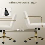 Kontorsstol Sammet Gräddvit Tyg och Guld Metall för Hemmakontor Rullbar Skrivbordsstol med Hög Rygg Lyxig Design