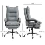 Kontorsstol Chefsstol Ljusgrå av Tyg och Metall för Kontor Ergonomisk med Liggfunktion och Fotstöd 135 kg