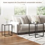 Satsbord 2-pack med Stålben och Modern Design för Vardagsrum Hållbar och Prisvärd Svart Stål och Trä 50 x 50 x 50 cm