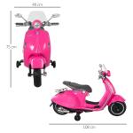 Elmotorcykel för Barn med MP3-musik och Strålkastare, 3–6 År, Konstläder och Metall, Rosa, 108 x 49 x 75 cm