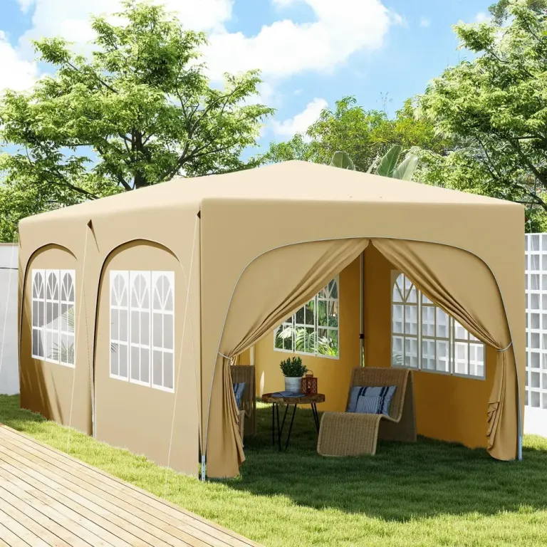 Trädgårdspaviljong Pop-up Partytält Sandfärgad 3 x 6 m
