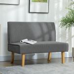 Soffa Loveseat Grå av Tyg med Manchesterlook och Trä för Vardagsrum 2-Sits Stoppad Soffa 110 x 62 x 85 cm