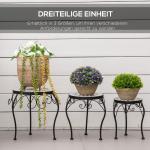 Blomställ i Metall 3-Pack, Dekorativa Växtställ med Mosaikplattor, Eleganta Blompallar för Trädgård och Balkong, Svart/Vit