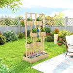 Odlingslåda med Spaljé Naturfärgad Furuträ för Trädgård Blomlåda med Klätterstöd och Hylla Dekorativ Plantering och Insynsskydd 170 cm