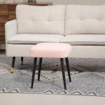 Fotpall Fotstöd Rosa av Kashmirlook och Stål för Vardagsrum Fyrkantig Pall Elegant Design