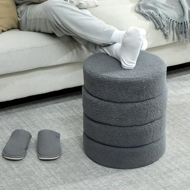 Rund Pall i Teddyfleece Upp till 120 kg Mörkgrå Ø40x45 cm