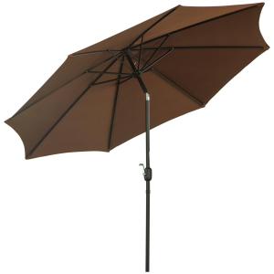 Parasoll med Vev Ø2,95 X 2,5 M Hopfällbart Marknadsparaply Polyester 180 G/M² Stabilt Brun