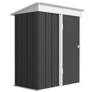 Redskapsbod för Utomhusbruk med Justerbara Hyllplan och Låsbar Dörr Hållbar och Stabil Mörkgrå Stål 150 x 120 x 180 cm
