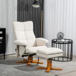 Massagestol med Liggfunktion, Fotpall och 145° Lutning, Polyester, Krämvit, 80 x 86 x 99 cm