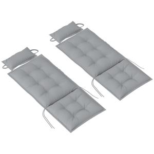 Set Med 2 Kuddar För Solstolar, Vattenavvisande Solstolsdynor För Trädgårdsstolar, Stoppade Kuddar Till Strandstolar, Solstolsdynor, Kuddar För Trädgårdsmöbler, 50 X 116 X 5 Cm, Ljusgrå