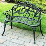 Trädgårdsbänk Metall för 2 Personer Klassisk Parkbänk Väderbeständig Pulverlackering Svart 100 X 54 X 78 Cm