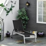 Avkopplingssänd Solstol 5 Stegs Justerbart Ryggstöd Aluminium för Trädgård och Terrass Svart 169 X 65 X 102 Cm