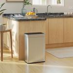 Soptunna med Sensor Silver Rostfritt Stål för Kök och Kontor Automatisk Papperskorg med Rörelsesensor Hygienisk Avfallshantering Touch Free 55 l