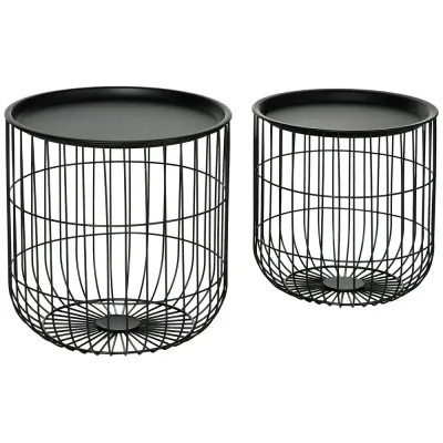 Soffbord Set om 2 Svart av Stål och Inredning