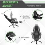 Spelfåtölj Höjdjusterbar med Nackstöd och Svankkudde Ergonomisk upp till 120 Kg med Fotstöd Svart