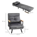 Sovstol Enkelsoffa Mörkgrå av Tyg med Sammetslook och Metall för Avkoppling Relaxstol med Sängfunktion Justerbart Ryggstöd
