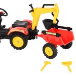 Pedaltraktor med Släp och Frontlastare Pedalgrävare för Barn från 3 År Röd 179 X 42 X 59 Cm