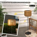 Solträdgårdslampa i Rattanstil, Automatisk Tändning, LED, Väderbeständig, Metallram, Svart/Gul, Ø34 x 130 cm