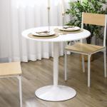 Matbord för 2 Personer med Rund Bordsskiva och Halkfria Fötter för Kök och Matsal Modern och Stabil Vit MDF och Stål 80 x 80 x 75 cm